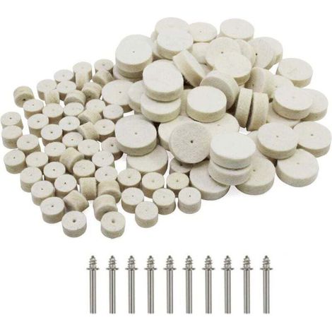 Roue de Polissage en Laine,100Pcs Outil Rotatif de Roue de Polissage Avec Tige 10Pcs pour Outil Multifonction (13mm 25mm) (1/4)