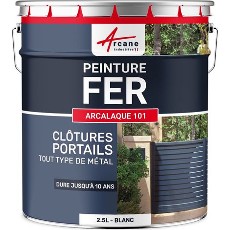 Arcane Industries – Peinture métal antirouille 2.5 L – Application directe sur rouille – Résistance aux intempéries et UV – Aspect semi-brillant – RAL 9003