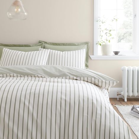 Parure de lit réversible en Coton 200 Fils avec Housse de Couette et taies d'oreiller Vert (1/5)