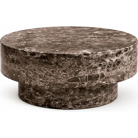 ZENA-70 - Table basse ronde en marbre d'ingénierie marron D70 cm (1/4)