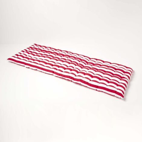 HOMESCAPES Coussin pour banc de jardin 3 places, Rayures rouges (1/5)