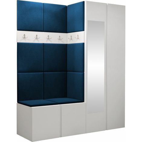 Conjunto para recibidor Pinis X, Blanco, 186x158x46cm, Espejo, Tapiz, Aglomerado laminado, Colocada, Montada en la pared (1/5)