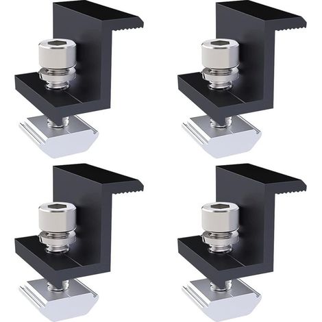 Lot de 4 pinces d'extrémité pour panneau solaire avec vis en Z - Bornes d'extrémité de 30 mm - Noir - Pour installations photovoltaïques (1/5)