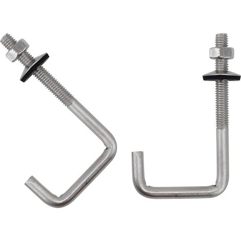 Lot de 10 crochets de toiture M6 x 50 x 120 mm en acier inoxydable 304 avec Waser et écrou pour fixation de tuiles de toit, boulons à crochet de fixation (1/5)