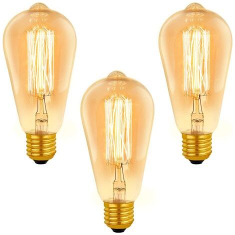 NALOOKAMIC Ampoule E27 vintage ST64 dimmable 40W – Blanc chaud 2200K, 400lm – Verre ambré, éclairage décoratif – Lot de 3 (1/5)