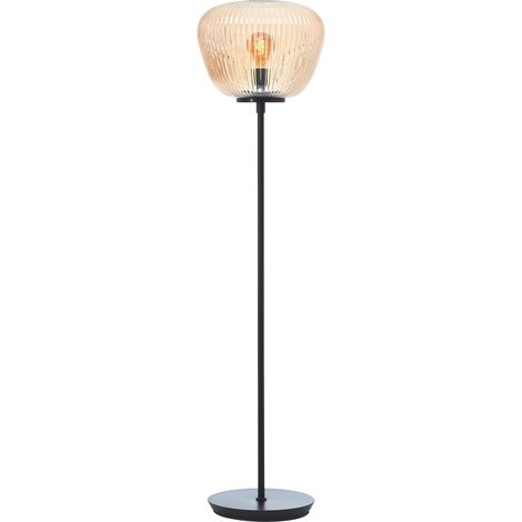 Brilliant Lampe Kaizen Stehleuchte 140cm amber-bernstein/schwarz matt Metall braun 1x A60, E27, 40 W