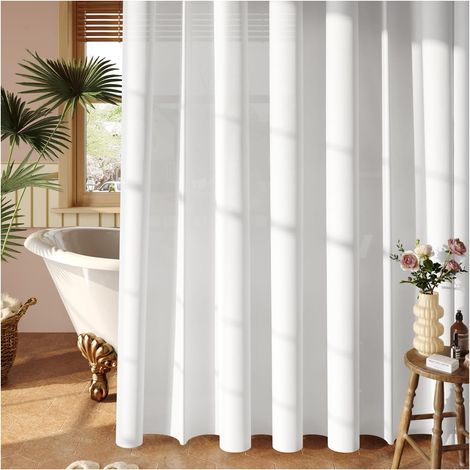 LaBlanc - Weißer Duschvorhang, 180 x 200 cm, mit 12 Haken, ohne Bohren, wasserdichtes PEVA-Gewebe, maschinenwaschbar