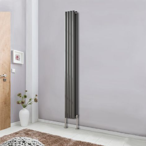NRG Designer Radiator Oval Column Central Heating Anthracite Rads Vertical 1800x236mm Double (1/5)