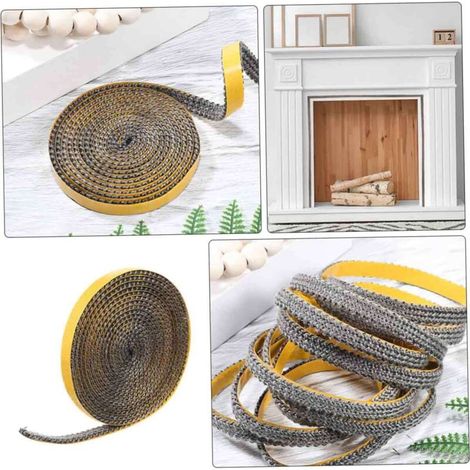 Guarnizione per inserto camino, guarnizioni intrecciate autoadesive per stufe, caminetti, tubi di scarico, sportelli del forno, strisce sigillanti resistenti al calore (3 mm x 10 mm x 2 m) Confezione  (1/4)
