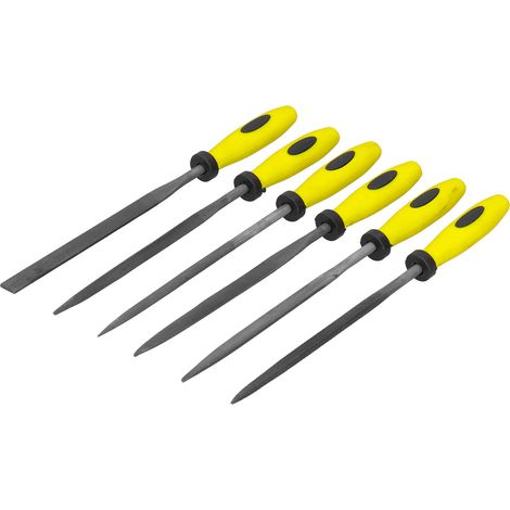 Ensemble de 6 petites limes en acier à roulement, pointues, carrées, rondes, triangulaires et plates, pour le polissage des métaux - SIL-1113 (1/5)