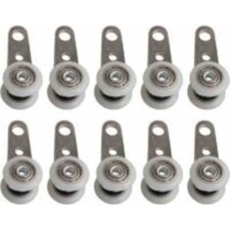 Lntyq Lot De 10 Roulettes Pour Baies Vitrées Ou Portes Coulissantes - En Métal Et En Plastique - 4,5 X 1,9 Cm