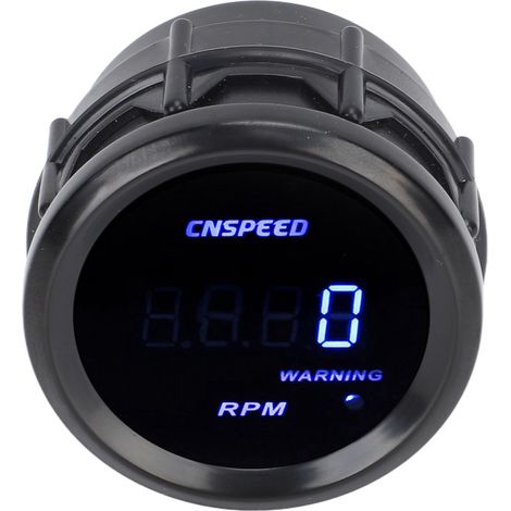 Compteur de tours numérique digital 2-en-1 12V 0-9999 tr/min Ultra-fin Précision 52mm Jauge Tacho avec éclairage bleu