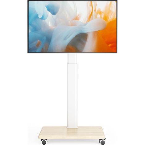 Chariot TV mobile universel pour téléviseurs de 27 à 65 pouces, support pivotant, hauteur réglable, montage au sol avec roues verrouillables à 360° (1/5)
