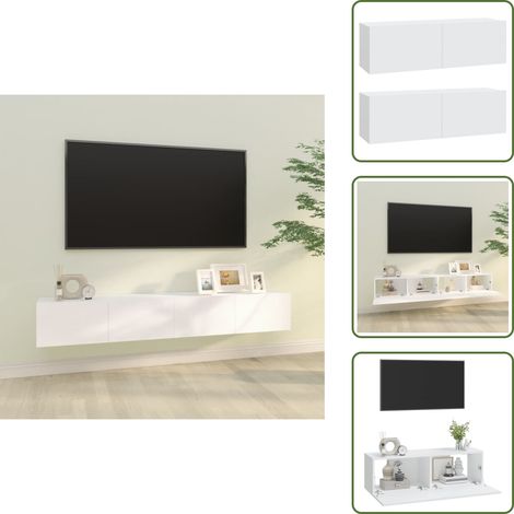 Meubles TV muraux 2 pcs blanc 100x30x30 cm bois d'ingénierie - Meuble Tv Mural - Armoire Tv Murale - Rangement Tv - Support Tv - Meuble Tv Moderne (1/5)