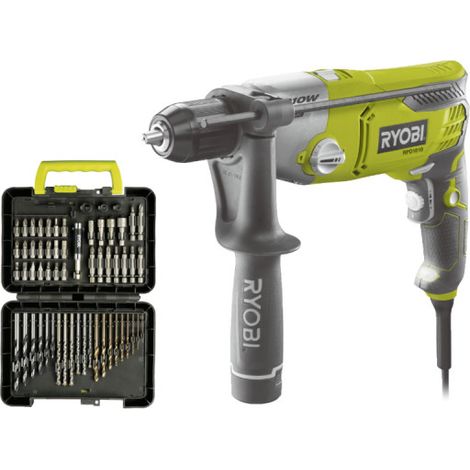 Pack RYOBI Perceuse à percussion RPD1010K - 1010W - Coffret de 60 accessoires - RAK60DDF (1/5)