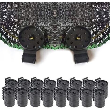 PA Lot de 100 pinces à tissu robustes – Pince à filet en plastique, pinces à serre, clips à bâche ronde, accessoires de jardin en tissu pour extérieur, pièces réutilisables (1/5)
