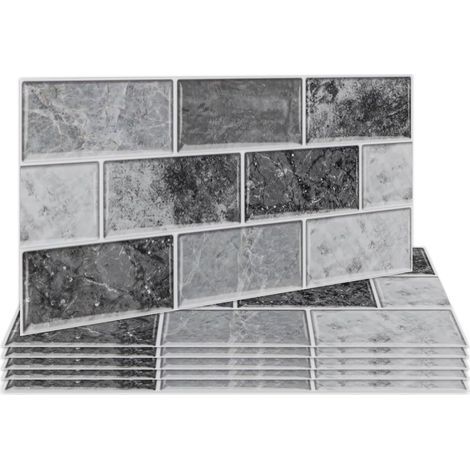 Set di 24 adesivi per piastrelle color bianco sporco (30 x 15 cm) per bagno e cucina, paraschizzi della cucina, piastrelle da parete impermeabili (1/5)