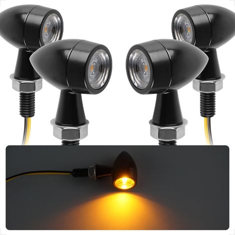 Clignotant Moto - Lot De 4 - Alliage De Zinc - LED E24 IP67 - Universel 12V - Style Bullet (1/5)