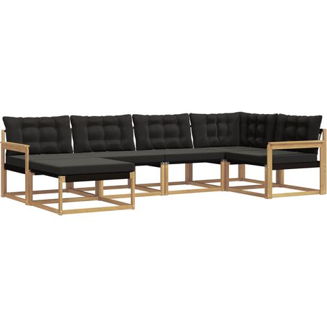 Set di divani da esterno con cuscino 6 pcs Bianco e Nero vidaXL (1/5)