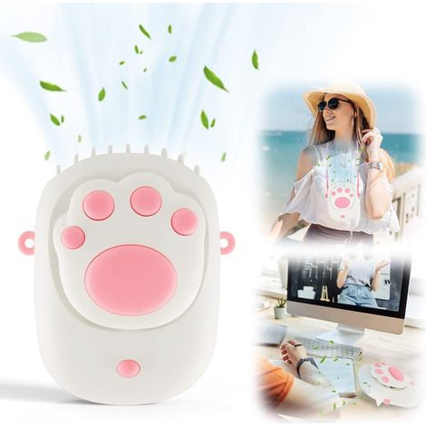 Tragbarer Nackenventilator, USB-Mini-Ventilator, Handventilator, wiederaufladbarer Tischventilator mit 3 Geschwindigkeiten für Reisen/Sport/Camping/Büroraum(Weiß) (1/5)
