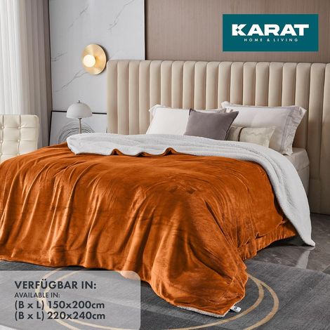 Plaid Douillet Glory, Couverture Polaire certifié Oeko-Tex, Double face, Brun 220 x 240 cm (1/4)