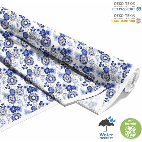 TESSUTI DECORATIVI PER ESTERNI OXFORD - Motivo fiori blu (1/5)