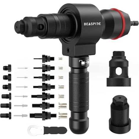 Écrou à Rivets 2 en 1 pour Visseuse Sans fil et Perceuse, Kit Adaptateur de Pince a Rivet Pop Insert Fileté Aveugles (2,4-6,4 mm) Écrous (M3-M12) - Ensemble fixation d'écrous rivets (1/5)