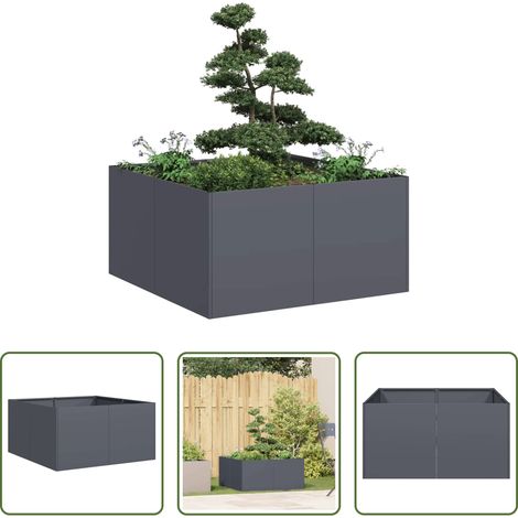 Bac à fleurs - Jardinière anthracite 80x80x40 cm acier laminé à froid (1/5)
