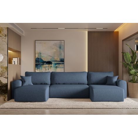 Ecksofa mit schlaffunktion und bettkasten, Sofa U-form, Couch U-form CAPRI Neve Blau (1/4)