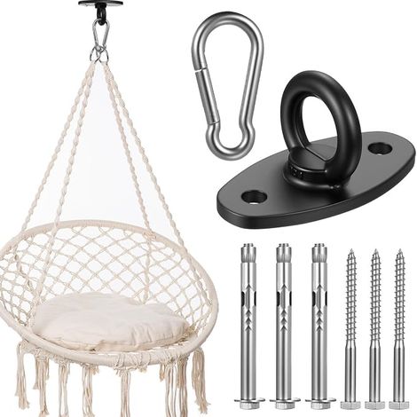 Pontet Inox, Plaque à Oeillets en Acier Inoxydable, Plaque à œil en Acier Inox, Crochets de Plafond Support Murale pour Fixation de Balançoire Chaise Sac de Frappe Hamac de Yoga boxe(500 kg) (1/5)