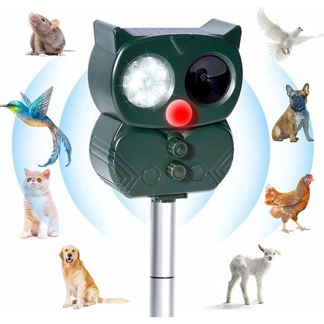 Répulsif Chat Ultrason Solaire Exterieur Répulsif Animaux Fréquence Réglable Répulsif à Ultrason Sonore Imperméable Prévenir Chiens Chats Fox Squirrels Souris pour Jardins, Champs, Pépinières (1/5)