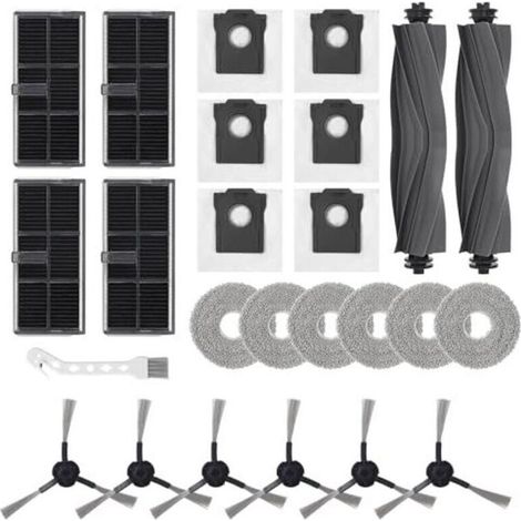 Kit de accesorios para robot aspirador de 25 piezas: 2 cepillos, 4 filtros, 6 bolsas para polvo, 6 almohadillas. Compatible con L10s Pro Ultra Heat y X30 Ultra. (1/4)