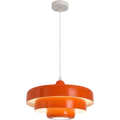 Suspension en métal nordique, luminaire suspendu moderne du milieu du siècle, deà 3 couches, lustre vintage en métal de 35 cm (orange) (1/5)
