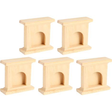 Lot de 5 cheminées miniatures en bois, inodores et vierges, pour jeu d'imitation ou décoration de maison de poupée (1/5)