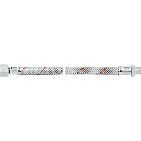 Flexible de bruleur fioul avec ecrou-raccord 3/8" et nipple filete cylindrique 1/4", 750 mm"
