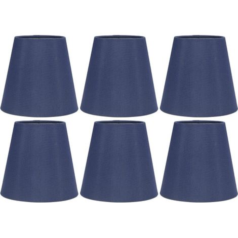 Pantallas para lámparas, 6 unidades, de tela, con buena transmisión de luz, de tejido suave y sedoso, fáciles de instalar, ligeras, con forma de campana, para bombillas E14 (azul oscuro).