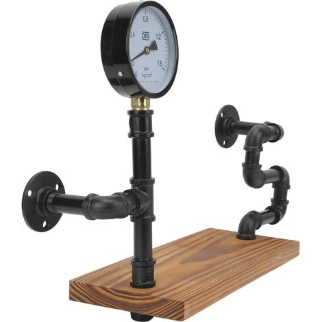 Étagère murale rétro en fer forgé avec tablette en bois massif, bibliothèque décorative suspendue, capacité de charge renforcée (1/5)