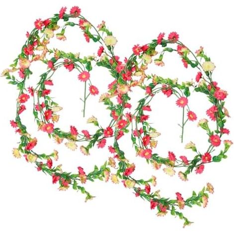 CONNECTION 2 Stück Rosa Künstliche Blumen Gänseblümchen Blumengirlande Deko 2.1 M Kunstblumen Girlande Blumenranken Künstlich blumenkette für Hochzeit Garten Zimmer Party Bogen Wand Frühling Deko