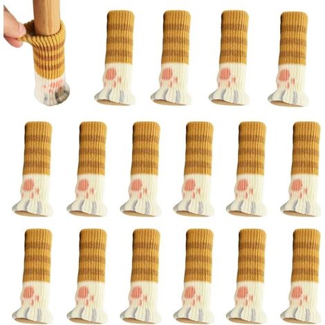 16 Pieces High Elasticity Knitted Chair Leg Protectors, Anti-Slip and Wear-Resistant Material for Chair Legs