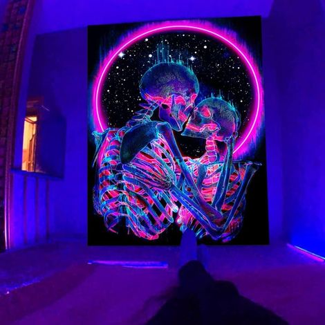 CSPARKV (A, 150 x 200 cm) UV Reactive Blacklight Tapestry - Aesthetic Wall Hanging Tapestries for Living Room and Bedroom (1/4)
