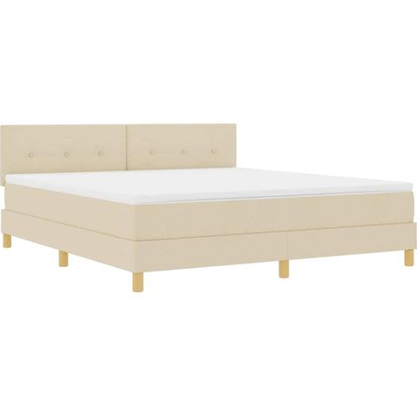 Maison Exclusive - LED Boxspringbett mit LED-Lichtleisten Creme 1
