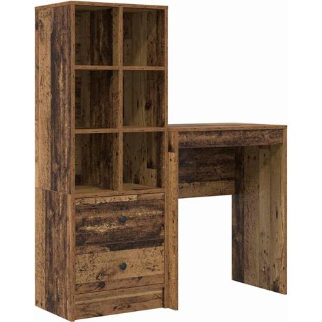 Desk with Storage with Drawer 2 pcs Old Wood Engineered wood vidaXL (1/5)