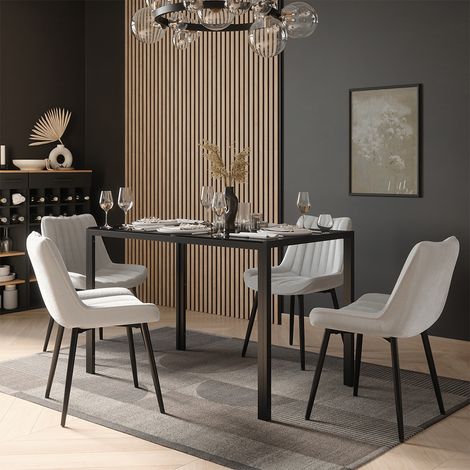 Esstisch Set Grand, Schwarz, 120 x 70 cm mit 4 Stühlen (Beige), Vicco (1/5)