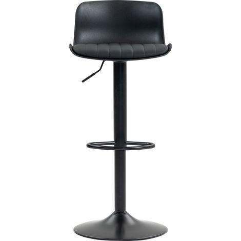 Set di 2 sgabelli da bar girevoli con schienale in plastica e seduta nera in similpelle (1/5)