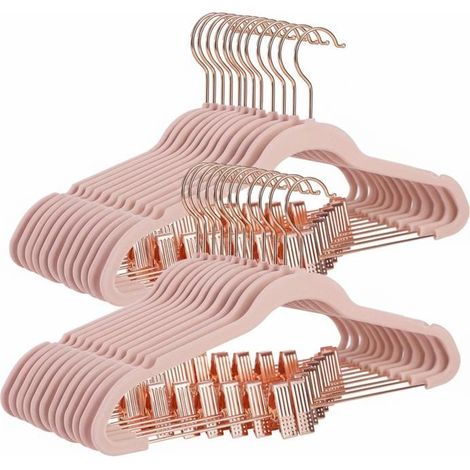 24 Cintres à pantalons 42 cm, pinces ajustables anti-dérapantes, crochets rotatifs 360°, rangement gain de place pour pantalons et jupes