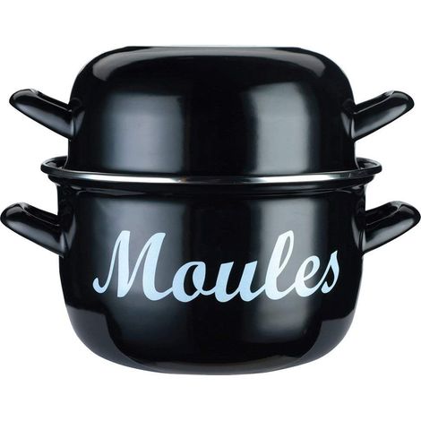 KitchenCraft World of Flavours Pentola Smaltata per Cozze, Formato Grande, 25 cm (1/3)