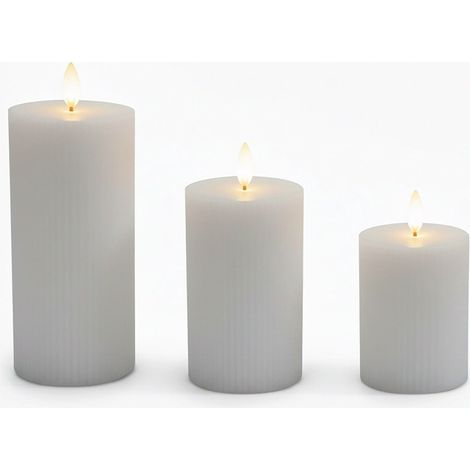 LED-Kerzen aus echtem Wachs (flammenlos), 3er-Set