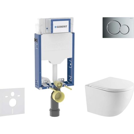 Geberit Kombifix - Set de bâti-support, cuvette Oudee et abattant softclose, plaque de déclenchement Sigma01, chrome brillant SANI15CA1138