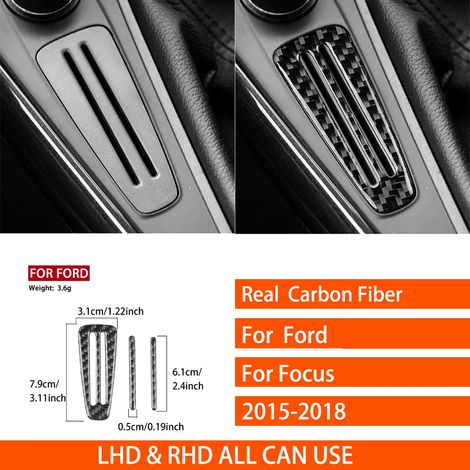 -12 Convient pour Ford Focus SE RS ST Ecoboost 2015-2018. Autocollants décoratifs en fibre de carbone véritable pour autoradio central, lecteur CD et panneau de porte. (1/4)