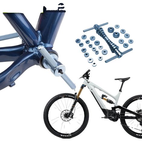 Kit de presse à roulements de vélo, 25 pièces, alliage d'aluminium, outils d'installation multifonctions, compatible avec divers roulements, bleu clair (1/5)